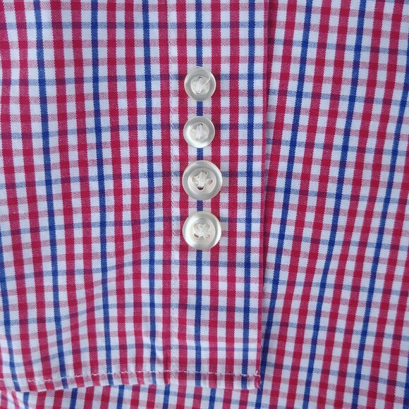 Lands' End Mens White Red Blue Plaid Button Down Shirt 100% cotton XL - Picture 8 of 13